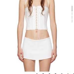 GUIZIO White Lace-Up Corset Top